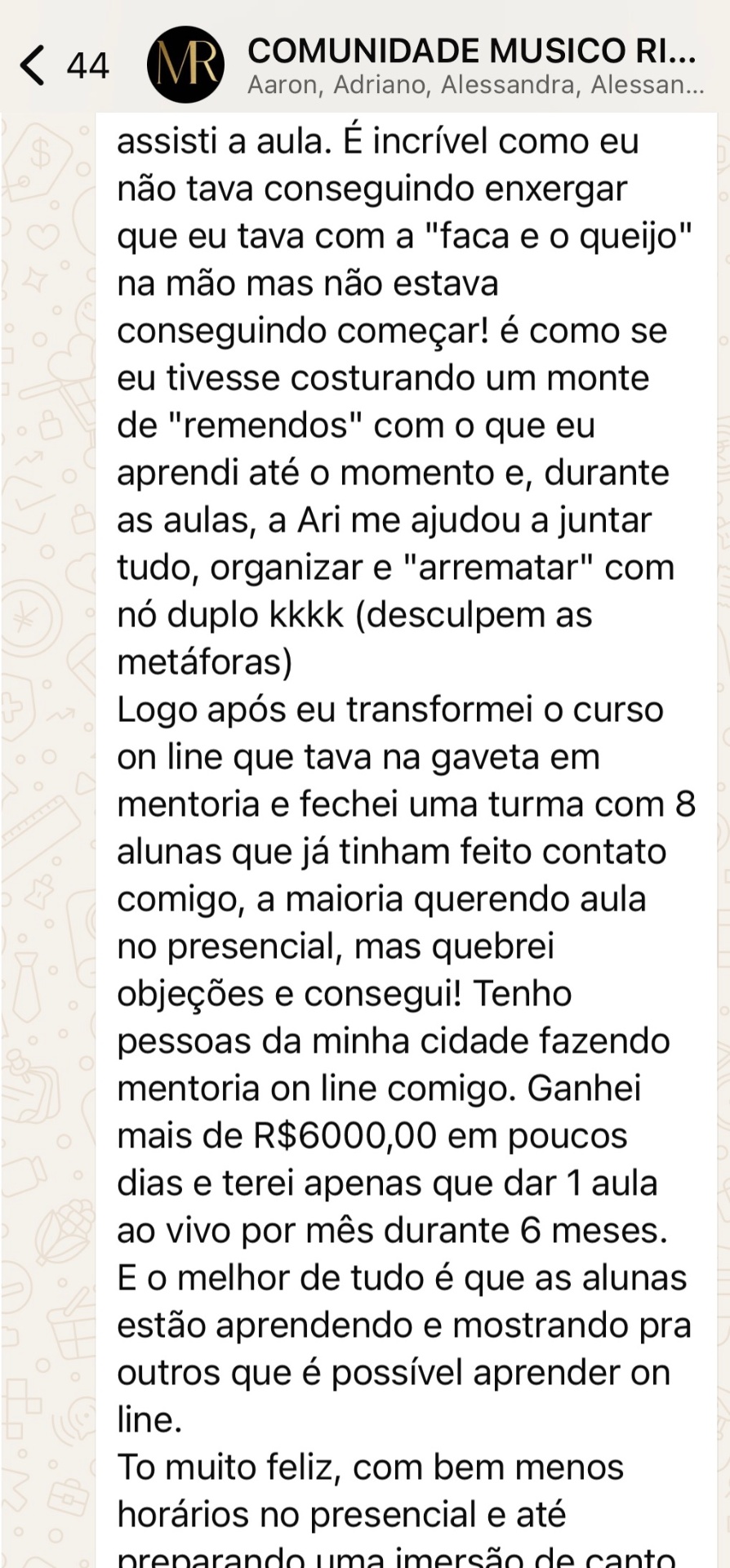 Depoimento de aluna 7